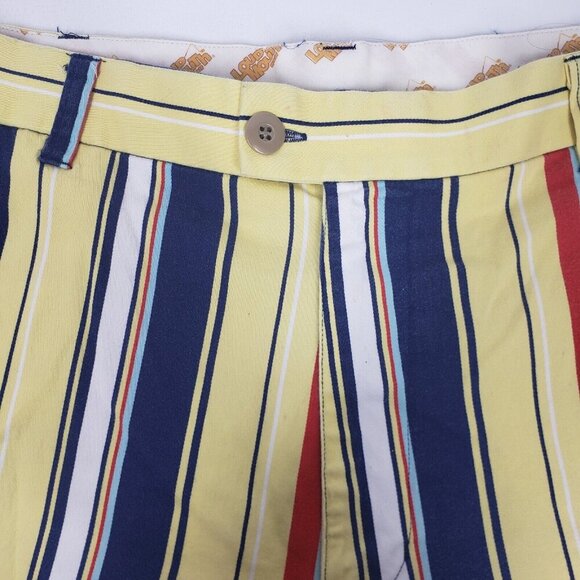 Loudmouth Golf Shorts Men’s Size US 38 Striped Bermuda Golf Blue Yellow … - Picture 5 of 15